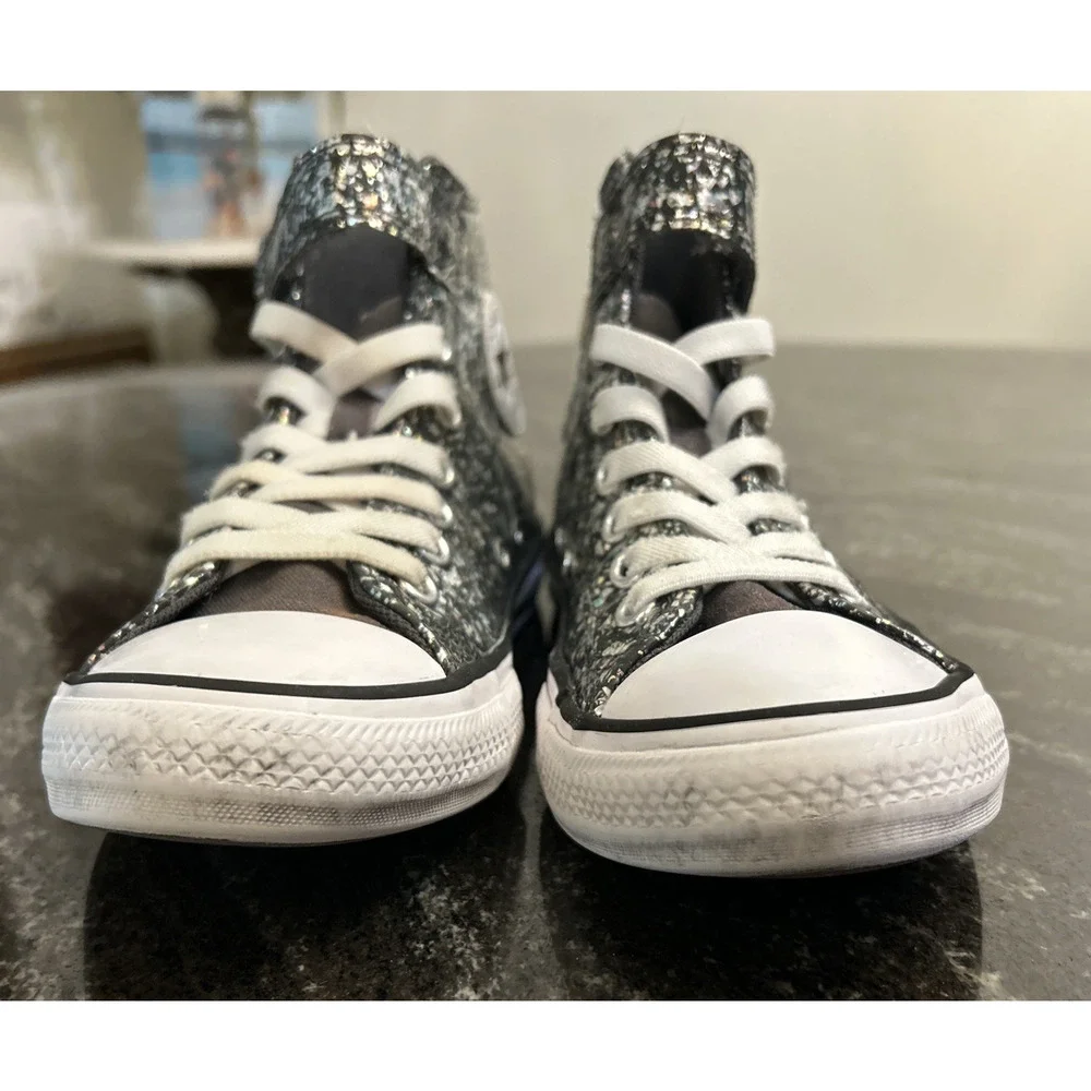 Converse Glitter Dark Matter/White/Girl's High Top Sneakers Size 2.5 A11116C